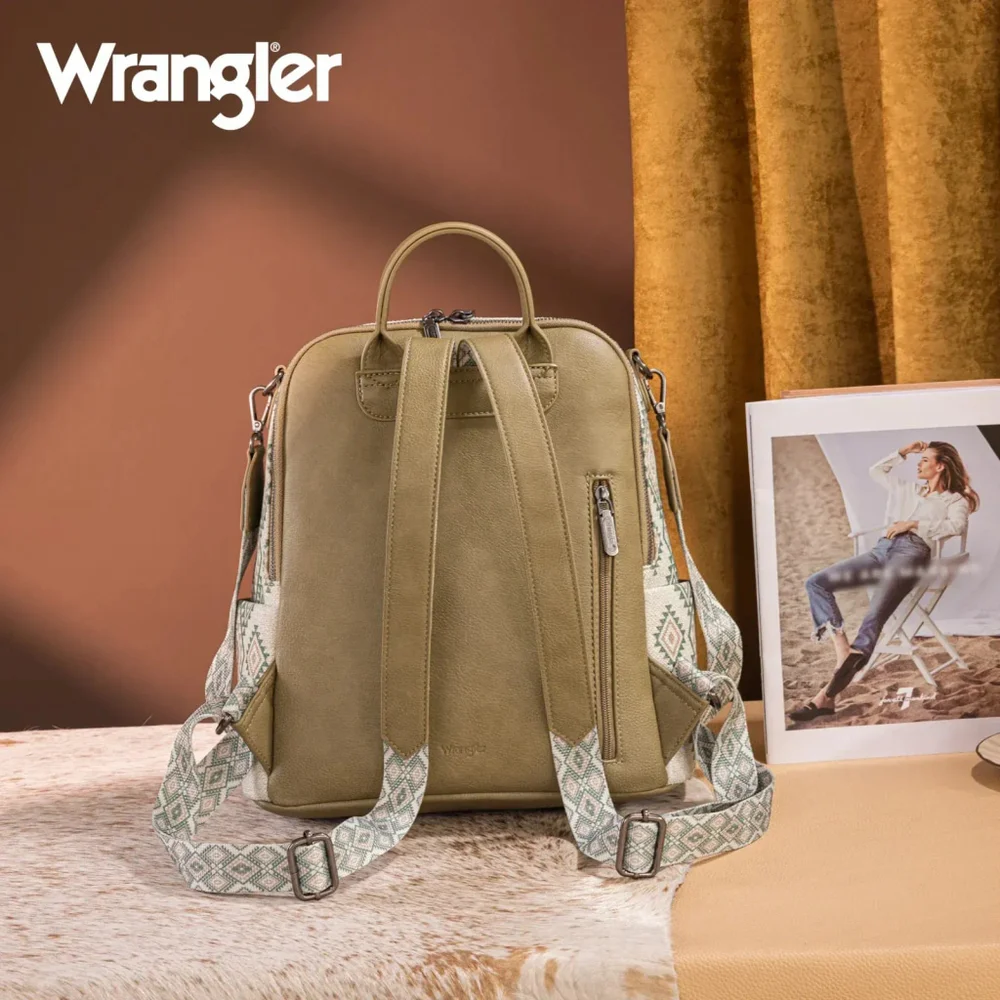 Wrangler Aztec Print Backpack/Crossbody -Green